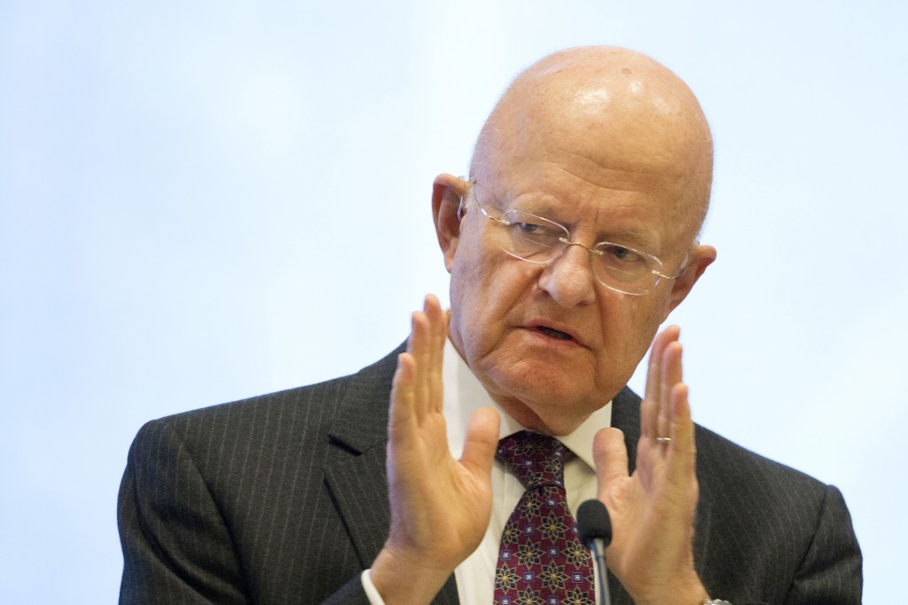 James Clapper, the Director of National Intelligence, speaks at the International Conference on Cyber Security at Fordham University, Wednesday, Jan. 7, 2015, in New York. Clapper says the cyberattack against Sony demonstrated a new threat from North Korea. He also warned that North Korea will continue the attacks against American interests unless the United States "pushes back."  (AP Photo/Mark Lennihan)