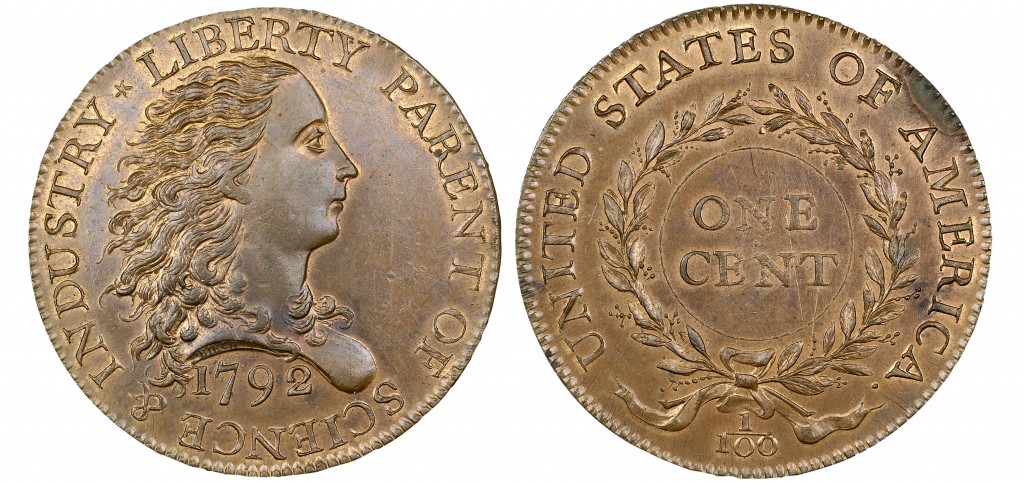 This photo provided by Heritage Auctions shows an experimental U.S. penny struck to test a design in 1792 that sold Thursday, Jan. 8,2015 for $2,585,000 to a California man according to Heritage Auctions in Dallas. An official says the rare coin is called the "Birch cent" after engraver Robert Birch. (AP Photo/Heritage Auctions)