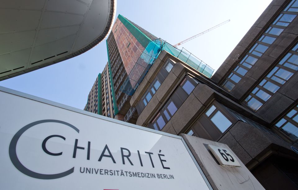 This photo shows an outside view of the Charite hospital in Berlin, Germany. A member of a South Korean medical team treating Ebola patients in Sierra Leone has been flown to Germany after suffering an injury with a hypodermic needle. Berlin's renowned Charite hospital said in a statement that the unidentified medic was taken to its special isolation unit Saturday, Jan. 3, 2015. The hospital didn't say whether an Ebola infection had been confirmed in the patient. (AP Photo/dpa, Joerg Carstensen)