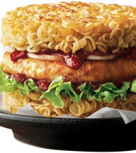 A promotional photo of Lotteria’s ramen burger (Courtesy of Lotteria)