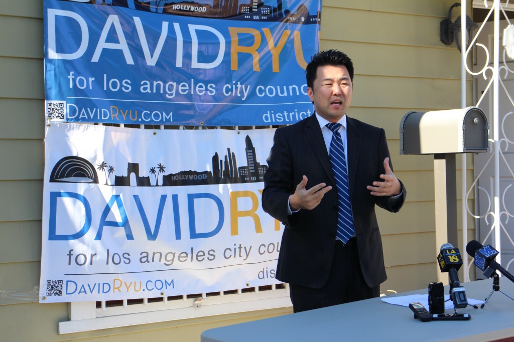Los Angeles City Council candidate David Ryu launched a voting registration campaign Monday. 