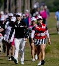 Choi Na-yeon, left, and Jang Ha Na walk up the eighth fairway together in the final round of the LPGA Coates Golf Championship  Saturday, Jan.  31, 2015, at Golden Ocala Golf and Equestrian Club in Ocala, Fla. Choi won the event.  (AP Photo/The Ocala Star-Banner, Cyndi Chambers)