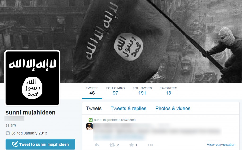 Shown is a screen capture from the Twitter account of a South Korean teenager believed to have sneaked into Syria from Turkey recently to join the militant Muslim group Islamic State. (Yonhap file photo)