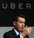 David Plouffe, the senior vice president of policy and strategy at Uber Technologies Inc., speaks at a press conference in Seoul on Feb. 4, 2015. (Yonhap)