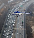 Heavy traffic congestion occurs on southbound lanes of the Seoul-Busan Expressway in Hwaseong, south of Seoul, ahead of the Lunar New Year holidays on Feb. 17, 2015. (Yonhap)