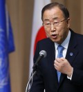 U.N. Secretary General Ban Ki-moon delivers a speech during a symposium of the 70th anniversary of the United Nations at the UN University in Tokyo, Monday, March 16, 2015. Ban attended last weekend the World Conference on Disaster Risk and Reduction in Sendai, northeastern Japan.  (AP Photo/Shizuo Kambayashi)