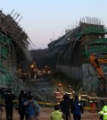 The construction site in Yongin, Gyeonggi Province, which collapsed on Wednesday (Yonhap)
