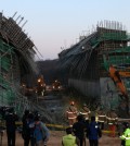 The construction site in Yongin, Gyeonggi Province, which collapsed on Wednesday (Yonhap)