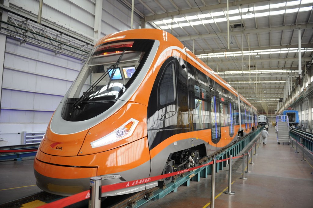 The world's first hydrogen-powered tram emits only water (Courtesy of Qingdao Sifang Co.)