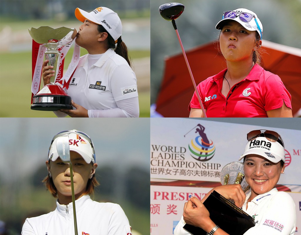 From top left going counter clockwise, Park Inbee, Lydia Ko, Ryu So-yeon and Choi Na-yeon are all part of the seven LPGA and LET winners in the 2015 season who were born in Korea. (AP Photos)