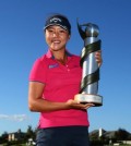 Lydia Ko holds up the trophy for the 2015 ISPS Handa New Zealand Women's Open. (Courtesy of the Ladies European Tour)