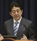 In this March 10, 2015 file photo Japanese Prime Minister Shinzo Abe speaks during a news conference at his official residence in Tokyo. Abe will become the first Japanese prime minister to address a joint meeting of Congress in late April, the House speaker has announced. Foreign leaders have been accorded the honor 111 times since World War II, but not Japan, despite the tight alliance forged with the U.S. in the 70 years since 1945. (AP Photo/Eugene Hoshiko, File)