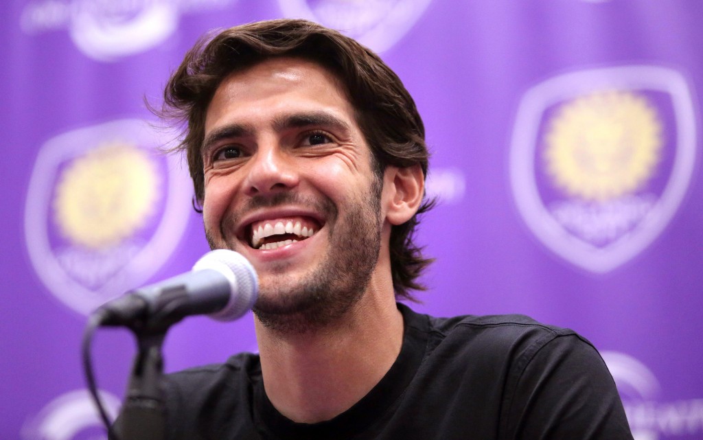 Orlando City superstar Kaka listens to a question during a news conference at the Orlando City Soccer media day in Orlando, Fla., Wednesday, March 4, 2015. The MLS players may go on strike if a new deal with the league isn't reached. They are fighting for free agency, but a raise in the minimum salary is also on the table as they negotiate a labor contract to replace the agreement that expired Jan. 31. (AP Photo/Orlando Sentinel, Joe Burbank) 