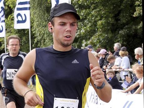 In this Sunday, Sept. 13, 2009 photo Andreas Lubitz competes at the Airportrun in Hamburg, northern Germany. Germanwings co-pilot Andreas Lubitz appears to have hidden evidence of an illness from his employers, including having been excused by a doctor from work the day he crashed a passenger plane into a mountain, prosecutors said Friday, March 27, 2015. The evidence came from the search of Lubitz\'s homes in two German cities for an explanation of why he crashed the Airbus A320 into the French Alps, killing all 150 people on board. (AP Photo/Michael Mueller)
