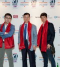 Chef Kim Sung-il of "La Yeon" (center), poses with Chef Ryu Tae-hwan of "Ryunique" (left) and Chef Yim Jung-sik of "Jungsik," at the award ceremony of Asia's 50 Best Restaurants 2015 held in Singapore, Monday.
(Courtesy of S. Pellegrino)