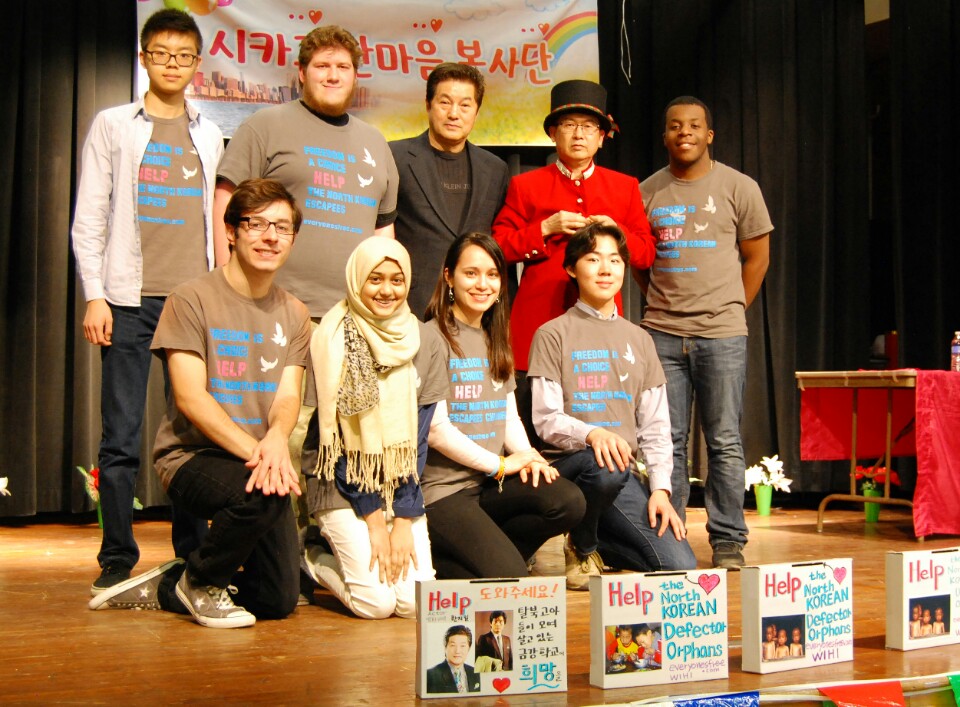 Washtenaw International students received a donation to support orphaned North Korean defectors from a Chicago volunteer organization April 17. (Photo courtesy Hanmaeum)