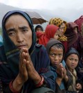 Ramaya pleads for food after an aid relief helicopter lands at the remote mountain village of Gumda, near the epicenter of Saturday's massive earthquake in the Gorkha District of Nepal, Wednesday, April 29, 2015. Aid reached the hilly district for the first time Wednesday, four days after the quake struck. (AP Photo/Wally Santana)