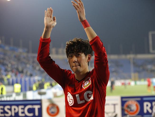 Leverkusen's Son Heung-min (AP Photo/Dmitry Lovetsky)