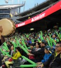 San Ramon Hansamo adviser Kang Sang-chul leads a cheer during Korean Heritage Night inside O.co Coliseum Tuesday.