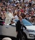 Pope Francis arrives for his weekly general audience in St. Peter's Square at the Vatican, Wednesday, June 3, 2015. Pope Francis will go to Sarajevo on Saturday for a one-day pastoral visit to the Bosnian capital. (AP Photo/Alessandra Tarantino)