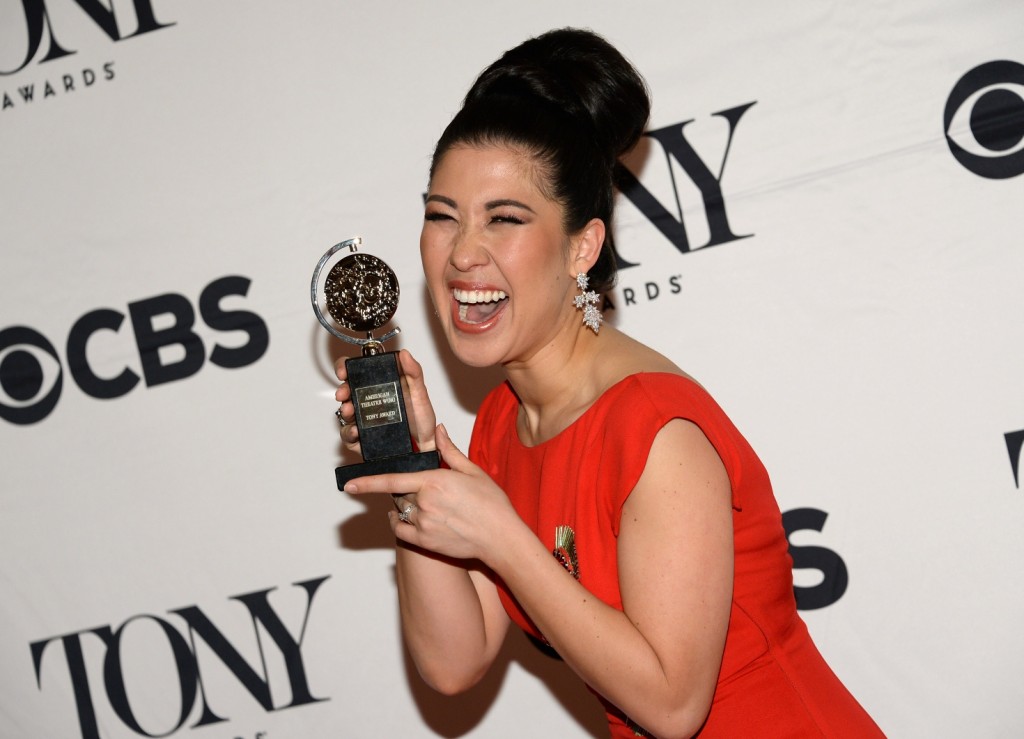 Ruthie Ann Miles poses with the award for best performance by an actress in a featured role in a musical for “The King & I” in the press room at the 69th annual Tony Awards at Radio City Music Hall on Sunday, June 7, 2015, in New York. (Photo by Evan Agostini/Invision/AP)