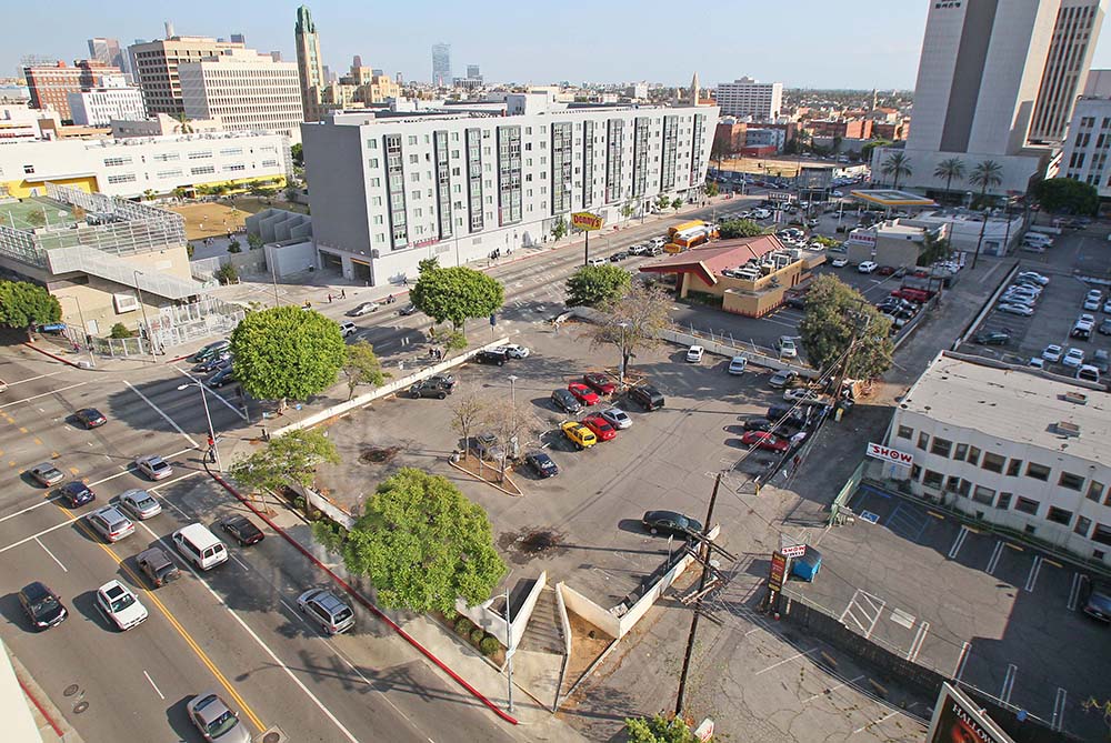 The corner of Vermont Avenue and 6th Street in Koreatown, Los Angeles, where the proposed Korean American National Museum will stand.