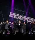 BTS performs "The Red Bullet III" inside Club Nokia in Los Angeles Sunday. (Angelina Widener/Korea Times)