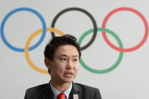 Denis Ten, from Kazakhstan, Sochi 2014 Bronze medalist in the men's singles figure skating, speaks at a news conference during the 2022 Winter Olympics Candidate City Briefing for IOC Members at the Olympic Museum, in Lausanne, Switzerland, Tuesday, June 9, 2015. With the vote less than two months away, leaders of the Almaty and Beijing bids made presentations at a "technical briefing" at the Olympic Museum in Lausanne. The meeting was attended by 85 of the International Olympic Committee's 101 members. (Jean-Christophe Bott/Keystone via AP)