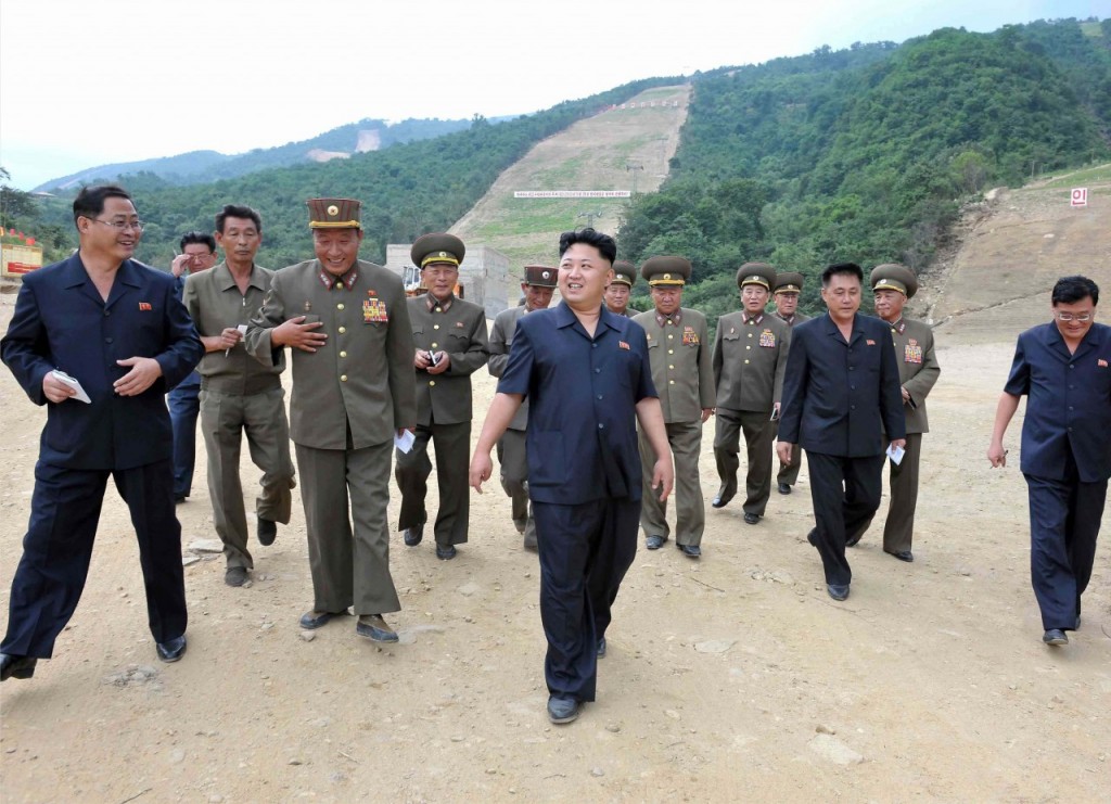 North Korea's leader Kim Jong-un visits the construction site of a ski resort being built on Masik Pass. KCNA