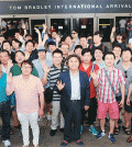 I Maestri Voice Orchestra arrives at Los Angeles International Airport Wednesday. (Park Sang-hyuk/Korea Times)