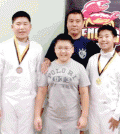PENTA Olympic Fencing Club Head Coach Lee Young-chan, third from left, with young fencers Justin Oh, Vincent Park and Timothy Lee.