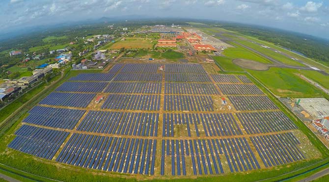 Cochin International Airport boasts 46,000 solar panels spread across 45 acres of land. (Courtesy of Cochin International Airport Limited)