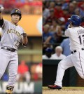 Pittsburgh Pirates infielder Kang Jung-ho, left, and Texas Rangers outfielder Choo Shin-soo (AP Photos)