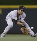 Pittsburgh Pirates infielder Kang Jung-ho fields a groundball during a game.  (AP Photo/John Minchillo)