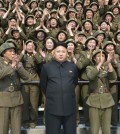 North Korean leader Kim Jong-un receiving applause. (KCNA/Yonhap)