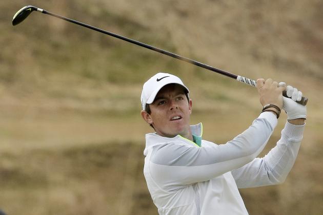 In this Thursday, June 18, 2015 file photo, Rory McIlroy, of Northern Ireland, watches his tee shot on the 10th hole during the first round of the U.S. Open golf tournament at Chambers Bay in University Place, Wash. Rory McIlroy posted two videos on Instagram that suggest he might be able to return for the PGA Championship, Thursday, Aug. 6, 2015. (AP Photo/Charlie Riedel, File)