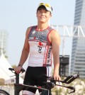 Choi Min-joon poses with his bicycle, Saturday, a day before the 2015 Ironman 70.3 Incheon Race was held at Songdo, Incheon, Sunday. 
(Courtesy of Emerson K Partner)