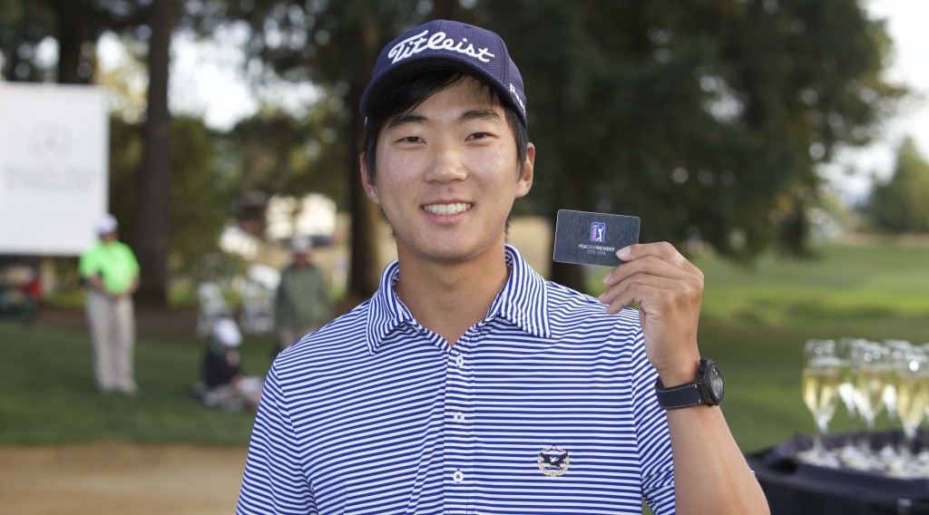 Korean American golfer Michael Kim earned his PGA Tour card for the 2015-2016 season by finishing in the Web.Com Tour's top-25 in earnings this season. (Courtesy of the PGA Tour)