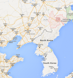 The city of Yianbian (highlighted) borders North Korea and is already home to hundreds of S. Korean businesses. (Google Maps)