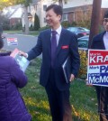 Englewood Cliffs Town Council candidate Park Myung-geun speaks to voters during a door-to-door campaign.