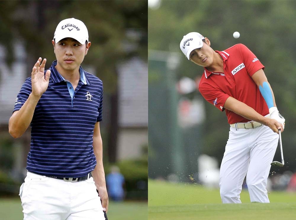 Bae Sang-moon, left, is the only South Korean on the International Team for the Presidents Cup. New Zealander Danny Lee was born in Incheon where the tournament will be held. (AP Photos)