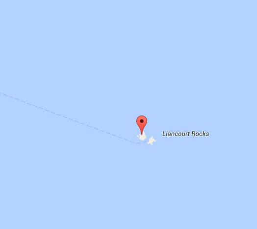 The disputed territory was named Liancourt Rocks in Google Maps in 2012.