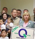 New Jersey Lt. Gov. Kim Guadagno third from right, visits District 27 candidate Wonkyu Rim to support his campaign. (Photo courtesy of Rim campaign)