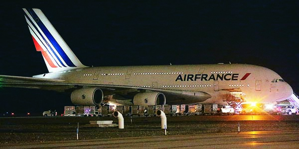 Air France Flight 65 made an emergency landing Tuesday night following a bomb threat. (Ravell Call/The Deseret News via AP)