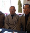 Left to right: Jung Su Hoe President Lee Kang-won, Bongwonsa monk Chung-woon, Los Angeles Korean Veterans Association President Robert Sohn
