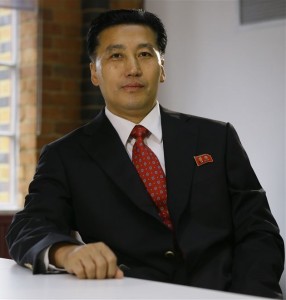 Senior North Korean Foreign Ministry official Jong Tong Hak poses before an interview with APTN in London, Tuesday, Nov. 3, 2015. North Korea says the United States needs to end its “nuclear blackmail“ and respond to Pyongyang's recent diplomatic overture to formally end the decades-old Korean conflict. Fighting ended in 1953 without a peace treaty, leaving North and South Korea still technically still at war. (AP Photo/Kirsty Wigglesworth)