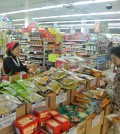 A brand display inside a Korean grocery store in Los Angeles
