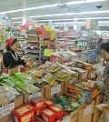 A brand display inside a Korean grocery store in Los Angeles