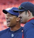 Dave Roberts, left, will replace Don Mattingly as the Dodgers' manager. (Charles Krupa/AP Photo)