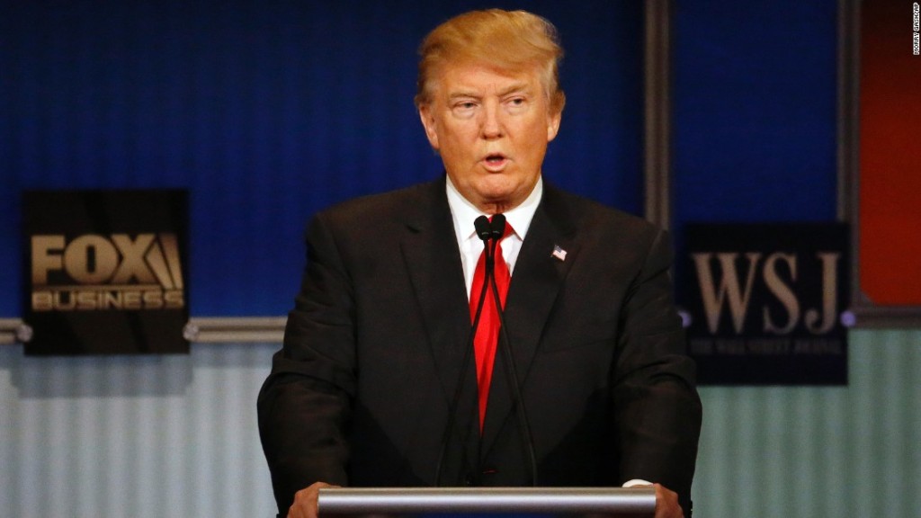 Donald Trump speaks during Republican presidential debate at Milwaukee Theatre, Tuesday, Nov. 10, 2015, in Milwaukee. (AP Photo/Morry Gash)